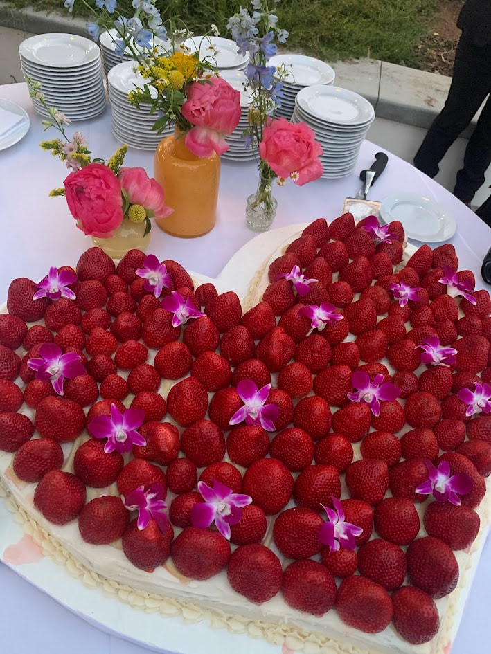 Giant strawberry heart shaped cake